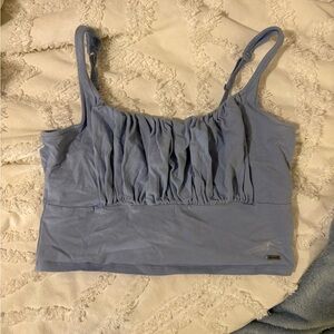 Hollister Light Blue Ruched Crop Tank Top Summer Going Out